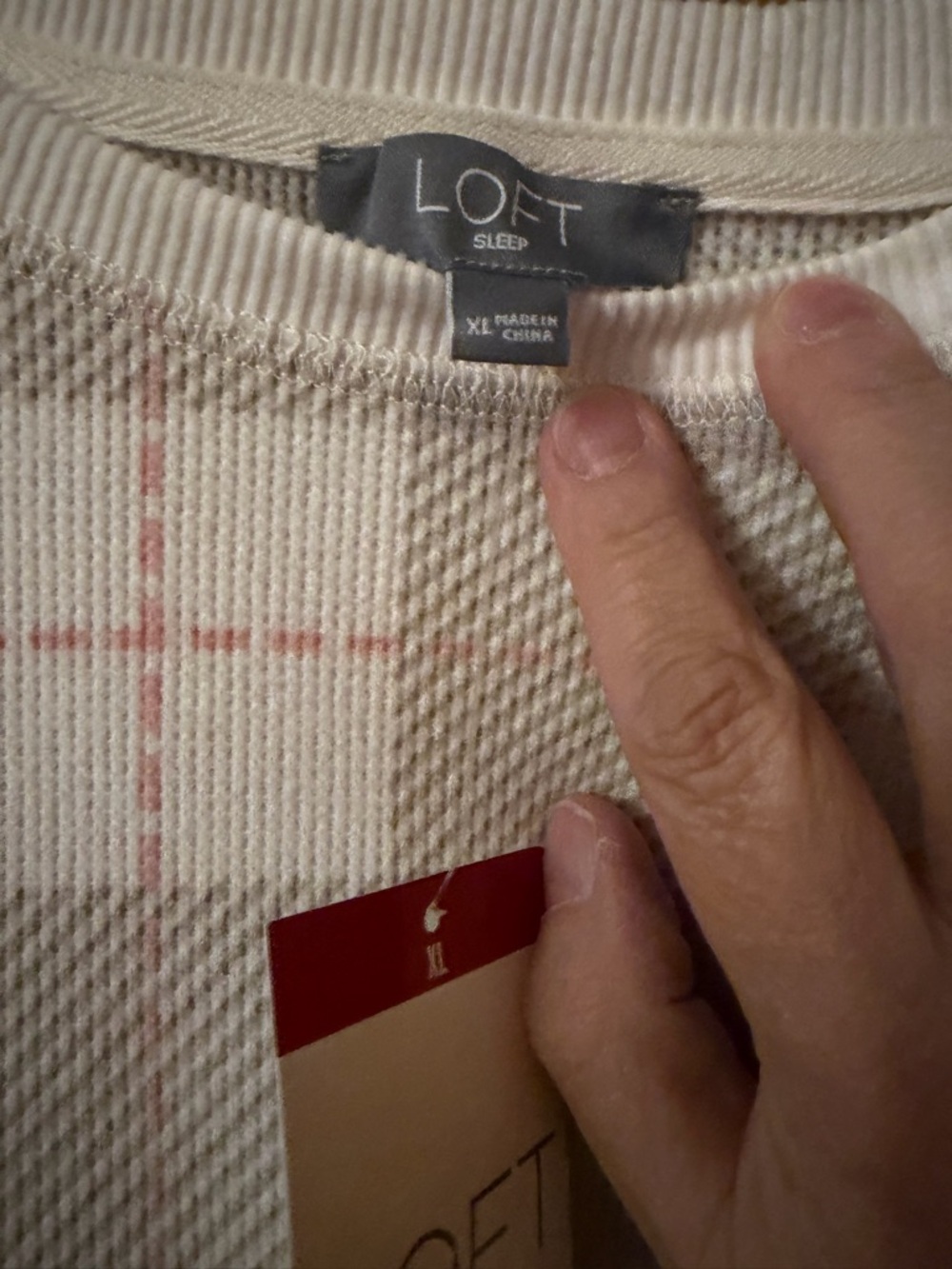 LOFT Beige and White Plaid Women's Pajama Set - Picture 3 of 8